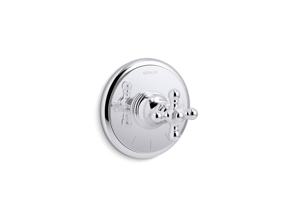 KOHLER K-T72769-3 Artifacts MasterShower temperature control valve trim with cross handle, polished chrome