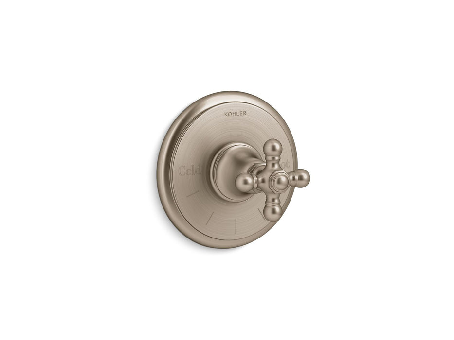 KOHLER K-T72769-3 Artifacts MasterShower temperature control valve trim with cross handle, vibrant brushed bronze