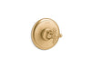 KOHLER K-T72769-3 Artifacts MasterShower temperature control valve trim with cross handle, vibrant brushed moderne brass