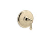 KOHLER K-T72769-4 Artifacts MasterShower temperature control valve trim with lever handle, vibrant french gold