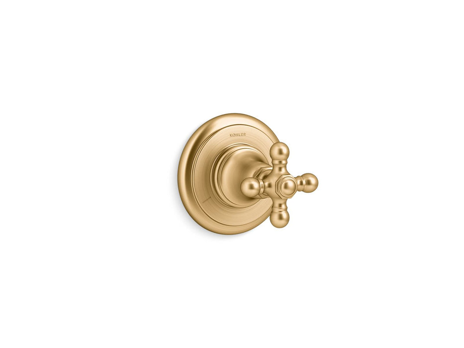 KOHLER K-T72770-3 Artifacts MasterShower transfer valve trim with cross handle, vibrant brushed moderne brass