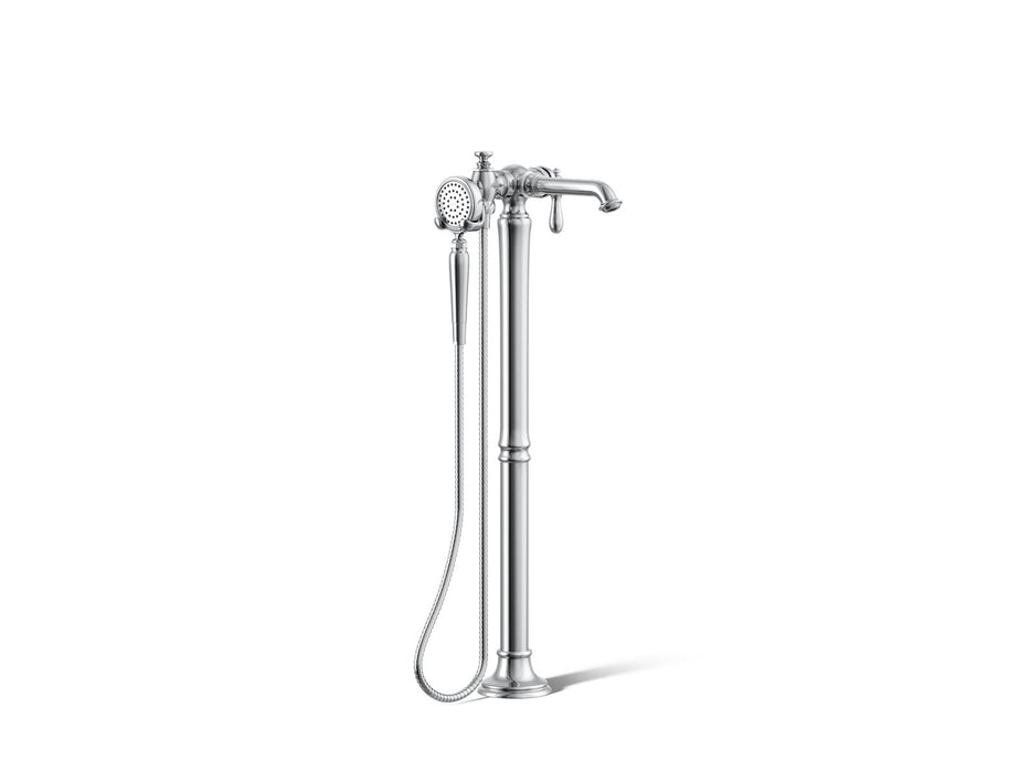 KOHLER K-T72790-9M Artifacts Floor-mount bath filler trim with handshower, polished chrome