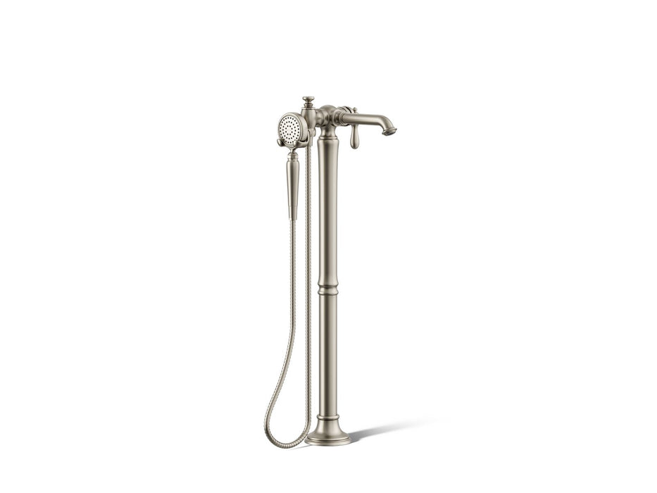 KOHLER K-T72790-9M Artifacts Floor-mount bath filler trim with handshower, vibrant brushed nickel