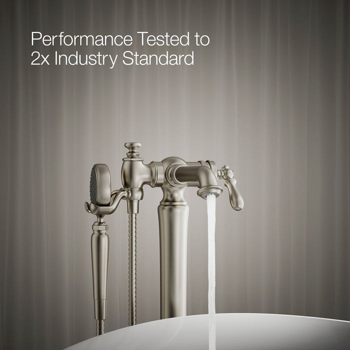 KOHLER K-T72790-9M Artifacts Floor-mount bath filler trim with handshower, vibrant brushed nickel - view 5
