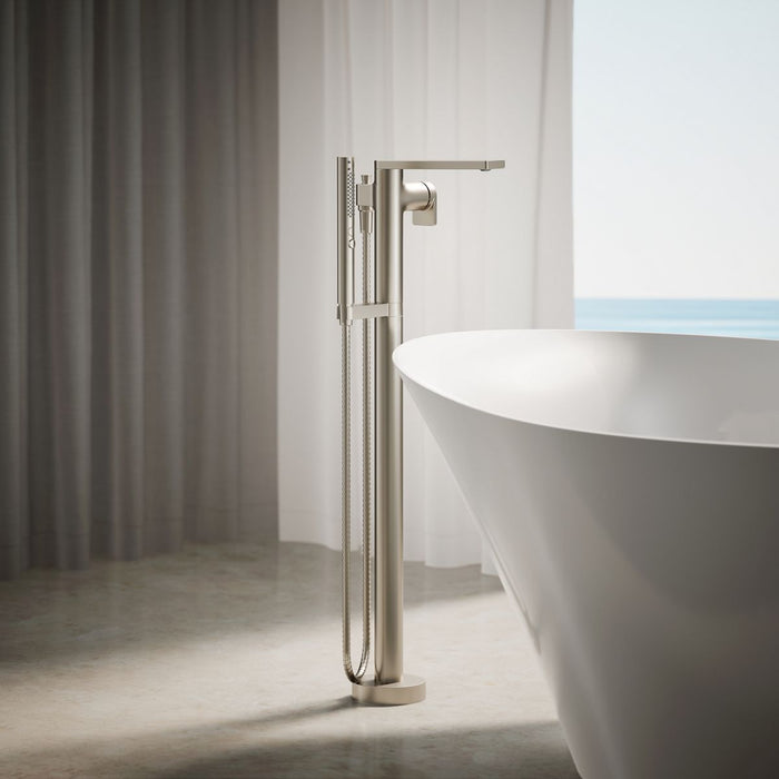 KOHLER K-T73087-4 Composed Floor-mount bath filler trim with handshower, vibrant brushed nickel - view 5