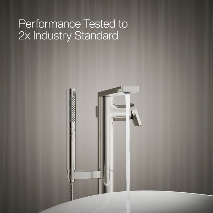 KOHLER K-T73087-4 Composed Floor-mount bath filler trim with handshower, vibrant polished nickel - view 5