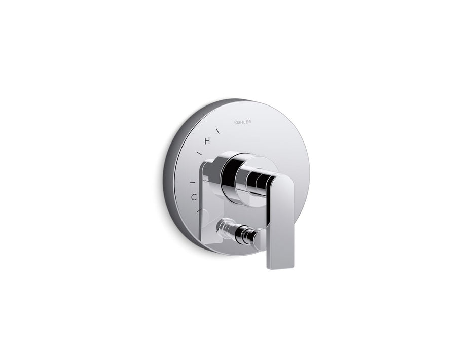 KOHLER K-T73117-4 Composed Rite-Temp valve trim with push-button diverter and lever handle, polished chrome