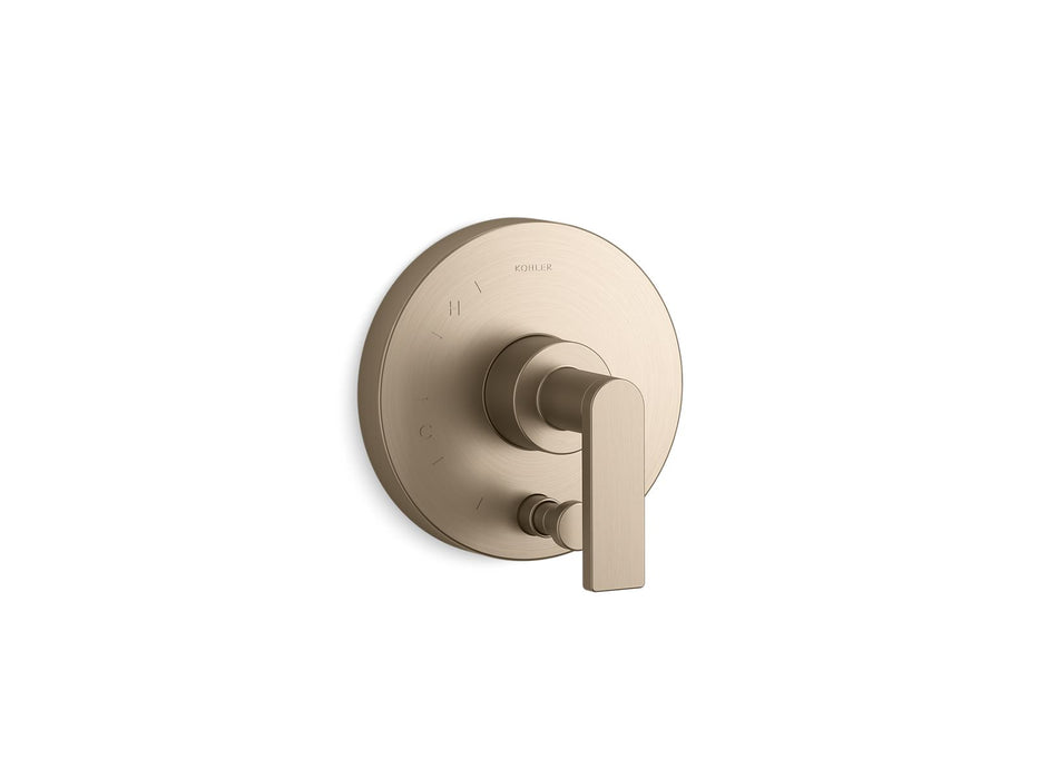 KOHLER K-T73117-4 Composed Rite-Temp valve trim with push-button diverter and lever handle, vibrant brushed bronze