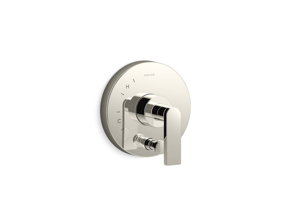 KOHLER K-T73117-4 Composed Rite-Temp valve trim with push-button diverter and lever handle, vibrant polished nickel