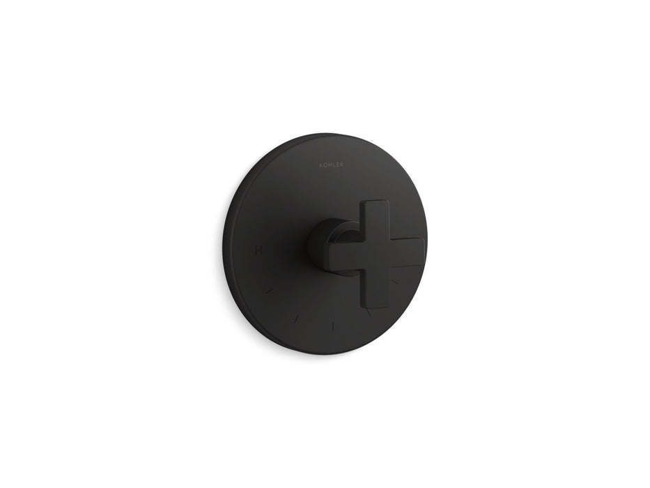 KOHLER K-T73133-3 Composed MasterShower temperature control valve trim with cross handle, matte black