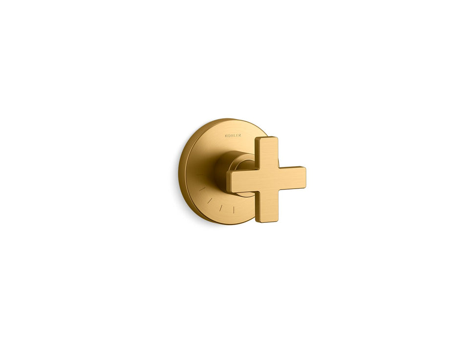 KOHLER K-T73135-3 Composed MasterShower volume control valve trim with cross handle, vibrant brushed moderne brass