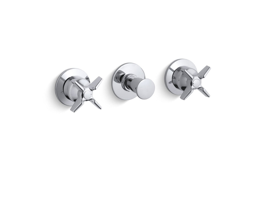 KOHLER K-T7751-3 Triton Wall-mount valve trim with push button diverter and cross handles, requires valve, polished chrome