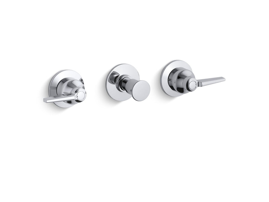 KOHLER K-T7751-4 Triton Wall-mount valve trim with push button diverter and lever handles, requires valve, polished chrome