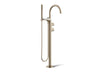 KOHLER K-T77984-4 Components Floor-mount bath filler trim with lever handles and handshower, vibrant brushed bronze