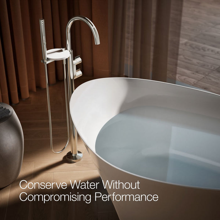 KOHLER K-T77984-4 Components Floor-mount bath filler trim with lever handles and handshower, vibrant polished nickel - view 4