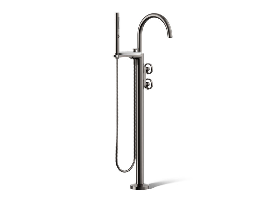 KOHLER K-T77984-9 Components Floor-mount bath filler trim with industrial handles and handshower