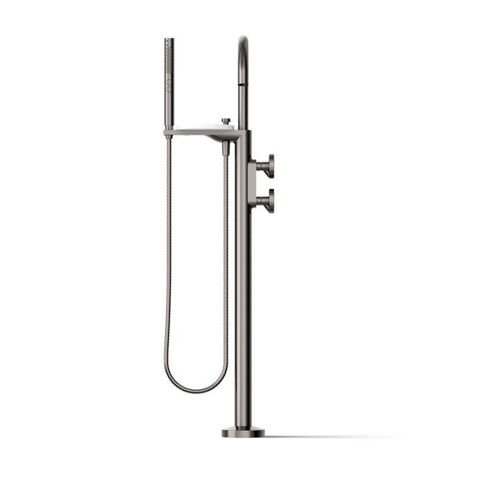 KOHLER K-T77984-9 Components Floor-mount bath filler trim with industrial handles and handshower