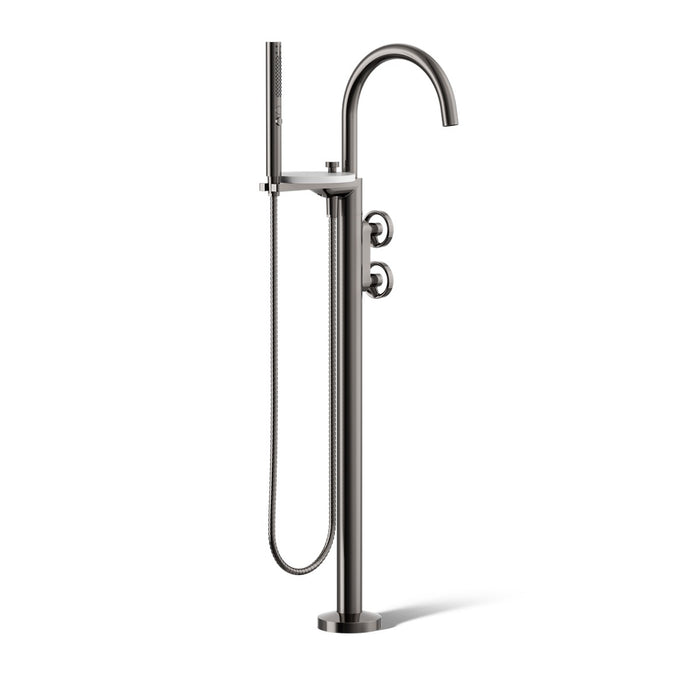 KOHLER K-T77984-9 Components Floor-mount bath filler trim with industrial handles and handshower