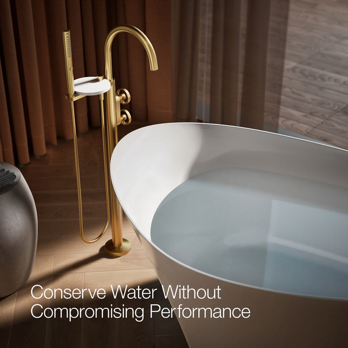 KOHLER K-T77984-9 Components Floor-mount bath filler trim with industrial handles and handshower