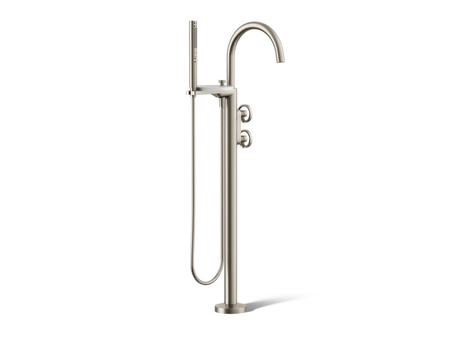 KOHLER K-T77984-9 Components Floor-mount bath filler trim with industrial handles and handshower