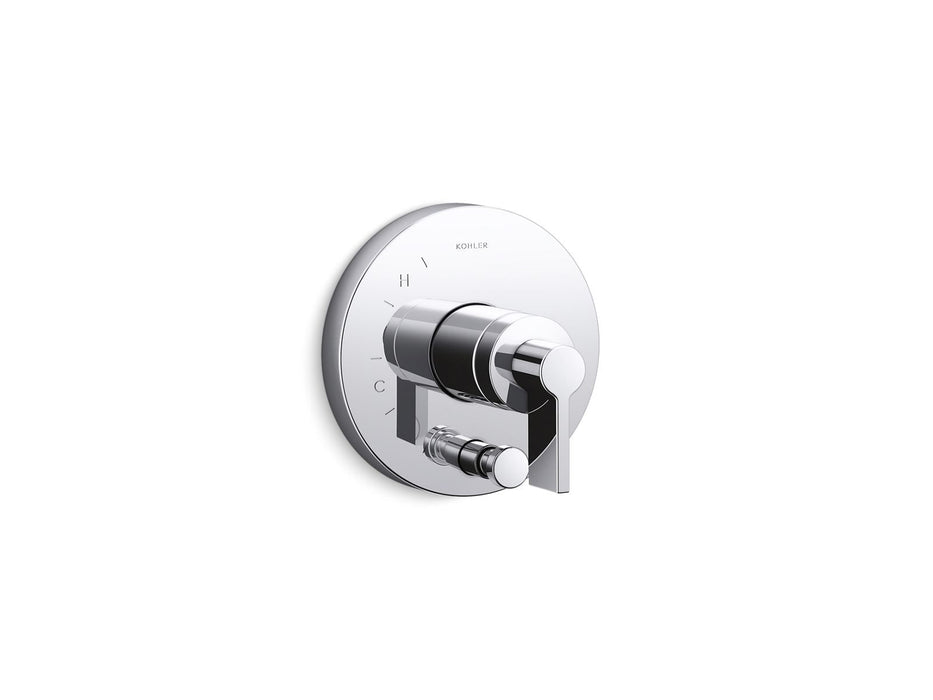 KOHLER K-T78016-4 Components Rite-Temp valve trim with Lever handle and diverter, polished chrome