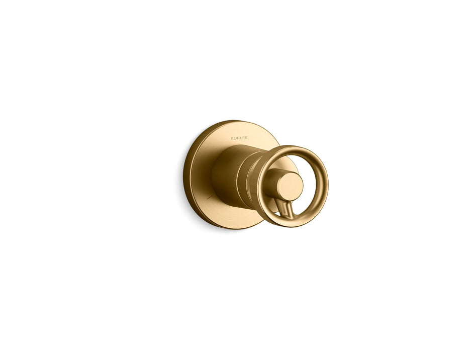 KOHLER K-T78026-9 Components MasterShower transfer valve trim with Industrial handle, vibrant brushed moderne brass