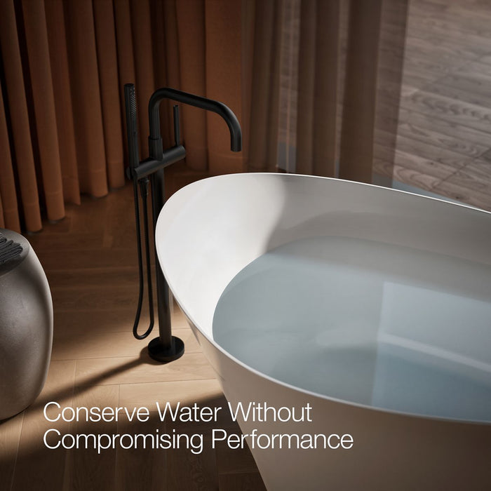 KOHLER K-T97328-4 Purist Floor-mount bath filler trim with handshower, matte black - view 4