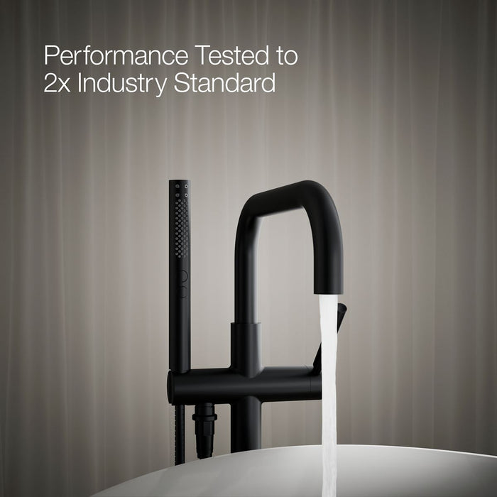 KOHLER K-T97328-4 Purist Floor-mount bath filler trim with handshower, matte black - view 5