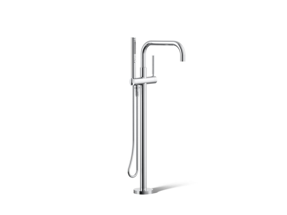 KOHLER K-T97328-4 Purist Floor-mount bath filler trim with handshower, polished chrome