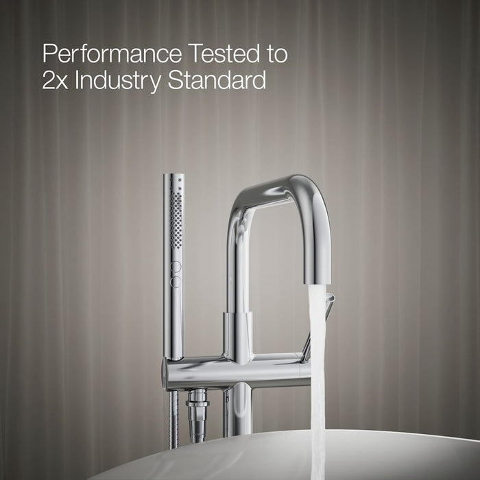 KOHLER K-T97328-4 Purist Floor-mount bath filler trim with handshower, polished chrome - view 5