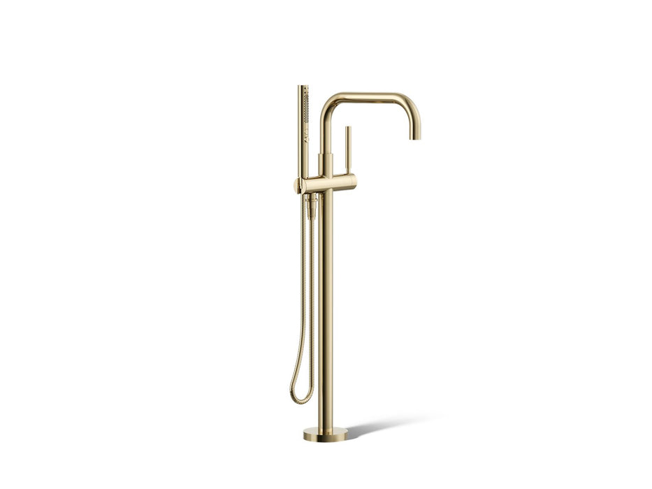 KOHLER K-T97328-4 Purist Floor-mount bath filler trim with handshower, vibrant french gold