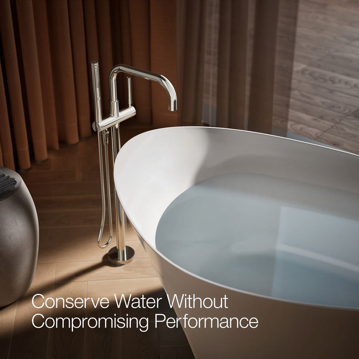 KOHLER K-T97328-4 Purist Floor-mount bath filler trim with handshower, vibrant polished nickel - view 4