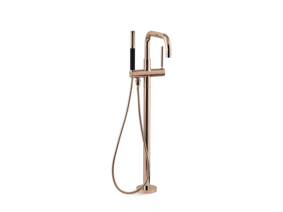KOHLER K-T97328-4 Purist Floor-mount bath filler trim with handshower, vibrant rose gold