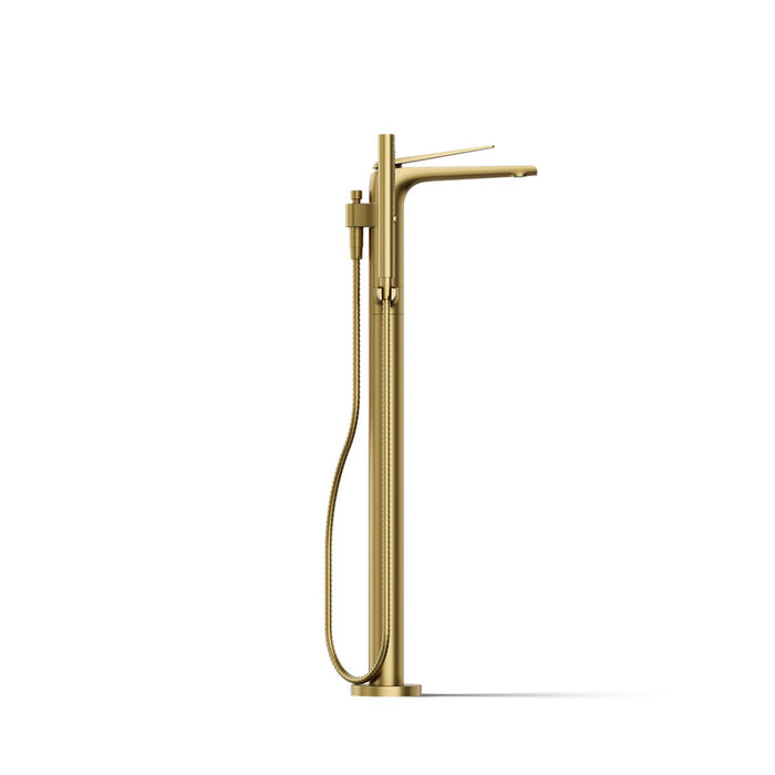 KOHLER K-T97367-4 Avid Floor-mount bath filler trim, vibrant brushed moderne brass - view 4