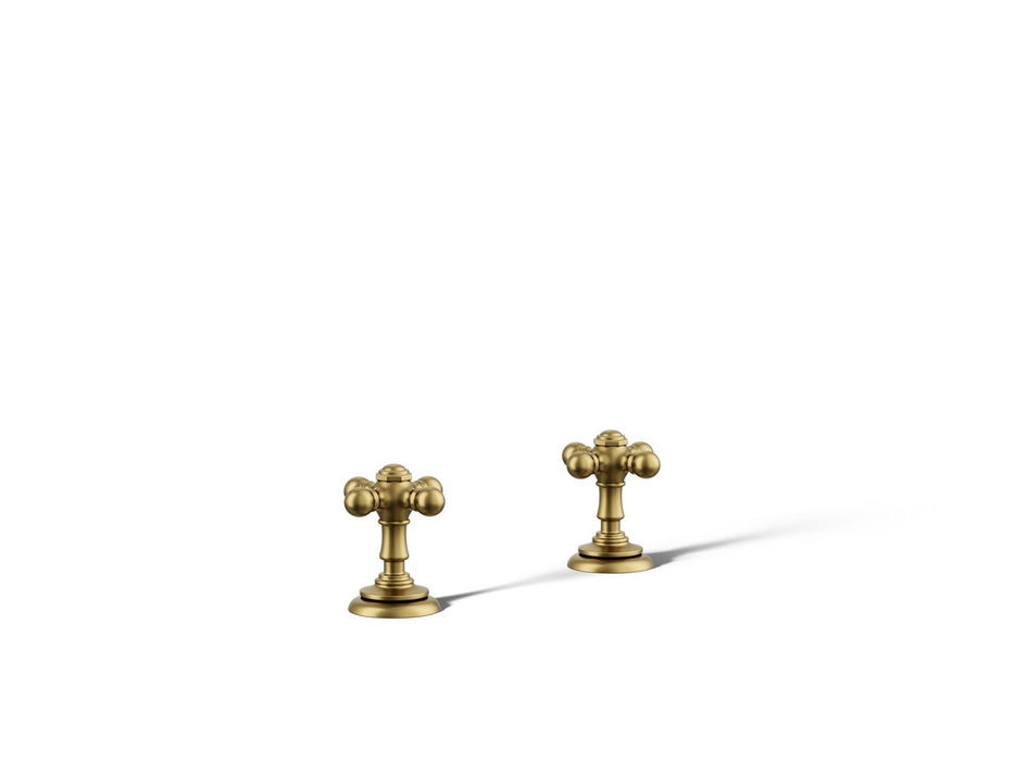 KOHLER K-T98071-3 Artifacts Deck-mount bath faucet handle trim with Cross design, vibrant brushed moderne brass