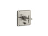 KOHLER K-T98757-3A Pinstripe Rite-Temp valve trim with push-button diverter and cross handle, vibrant brushed nickel