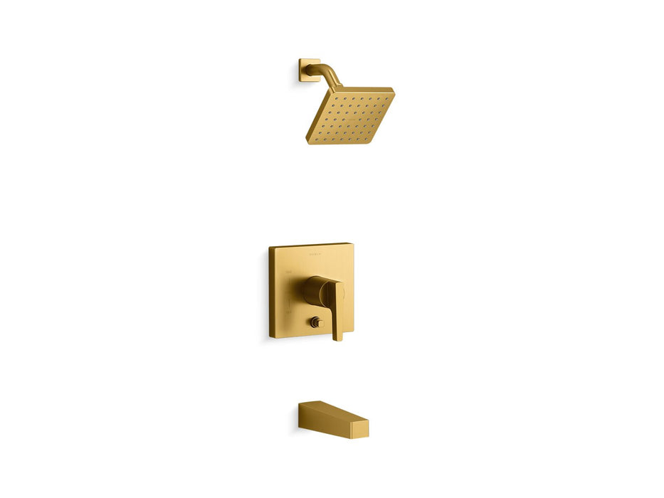 KOHLER K-T99763-4 Honesty Rite-Temp Bath and Shower Trim Kit with Push-button Diverter, 2.5 GPM, vibrant brushed moderne...