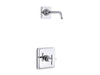 KOHLER K-TLS13134-3A Pinstripe Pure Rite-Temp shower trim kit with cross handle, without showerhead, polished chrome