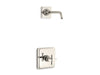 KOHLER K-TLS13134-3A Pinstripe Pure Rite-Temp shower trim kit with cross handle, without showerhead, vibrant polished nickel