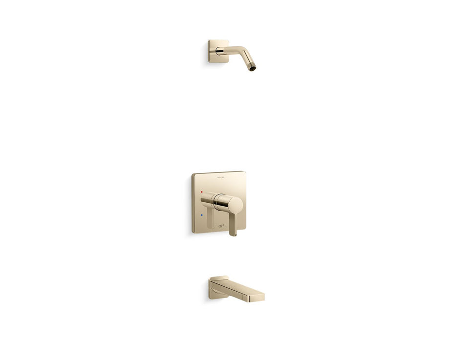 KOHLER K-TLS23502-4 Parallel Rite-Temp bath and shower trim kit, without showerhead, vibrant french gold
