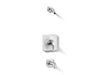KOHLER K-TLS28127-4 Venza Rite-Temp Bath and Shower Trim Kit, Without Showerhead, polished chrome