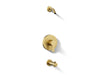 KOHLER K-TLS35322-4 Elate Rite-Temp Bath and Shower Trim Kit, Without Showerhead, vibrant brushed moderne brass