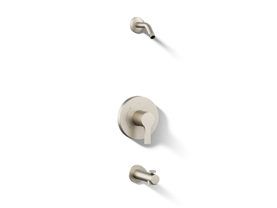 KOHLER K-TLS35322-4 Elate Rite-Temp Bath and Shower Trim Kit, Without Showerhead, vibrant brushed nickel