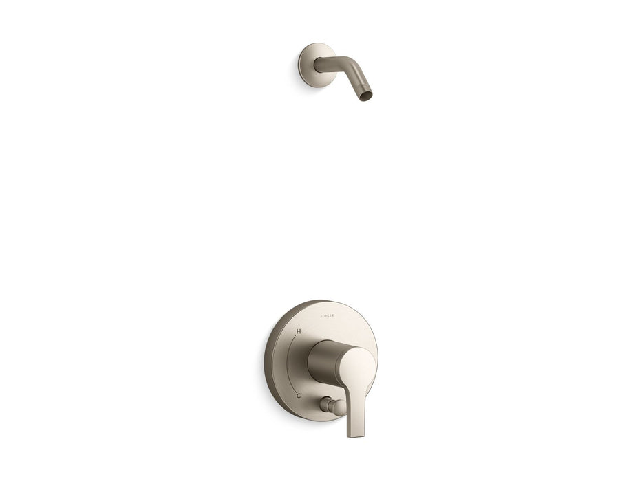 KOHLER K-TLS35326-4 Elate Rite-Temp Shower Trim Kit with Push-button Diverter, Without Showerhead, vibrant brushed nickel
