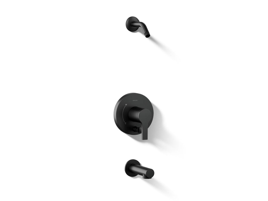 KOHLER K-TLS35327-4 Elate Rite-Temp Bath and Shower Trim Kit with Push-button Diverter, Without Showerhead, matte black