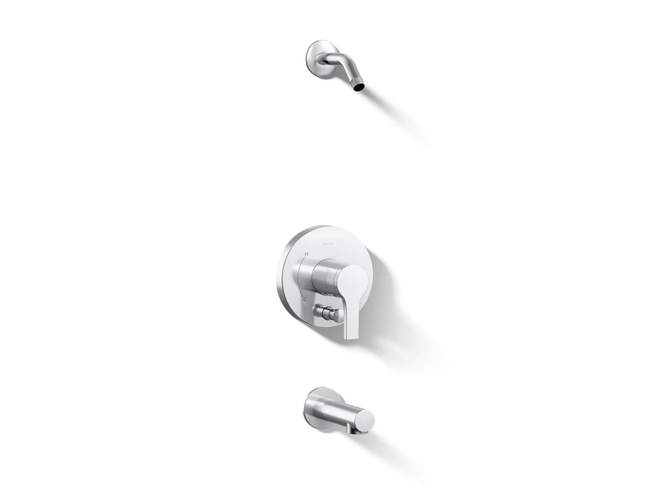 KOHLER K-TLS35327-4 Elate Rite-Temp Bath and Shower Trim Kit with Push-button Diverter, Without Showerhead, polished chrome