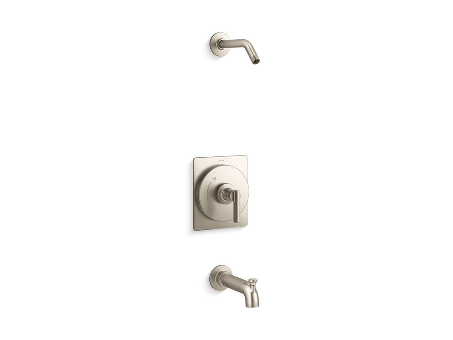 KOHLER K-TLS38265-4 Castia Rite-Temp® Bath and Shower Trim Kit, Without Showerhead, Vibrant Brushed Nickel - 3/4 view of prod