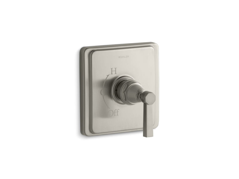 KOHLER K-TS13135-4A Pinstripe Pure Rite-Temp valve trim with lever handle, vibrant brushed nickel