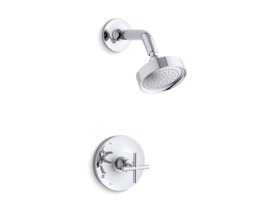 KOHLER K-TS14422-3 Purist Rite-Temp Shower Trim Kit with Cross Handle, 2.5 GPM, polished chrome