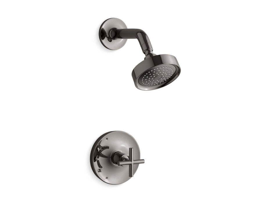 KOHLER K-TS14422-3 Purist Rite-Temp Shower Trim Kit with Cross Handle, 2.5 GPM, vibrant titanium